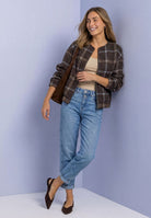 Jacke mit Rundhals und Cord-Struktur