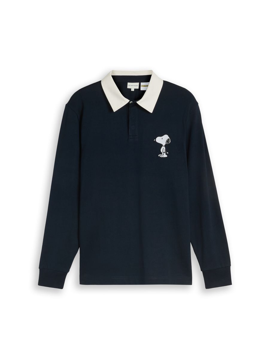 Langarm Poloshirt mit Snoopy-Rückenprint