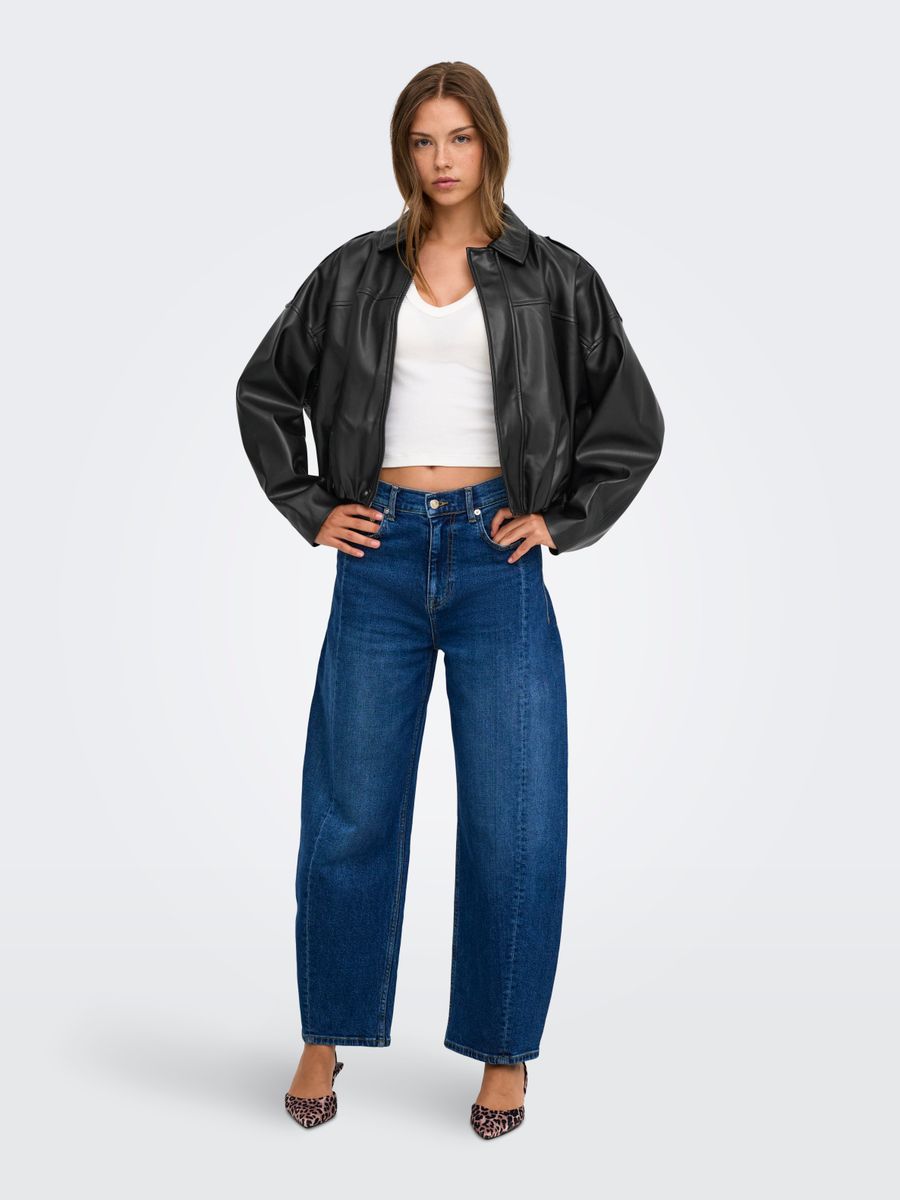 ONLMOON-NELI L/S FAUX LEATHER BOMBER PNT