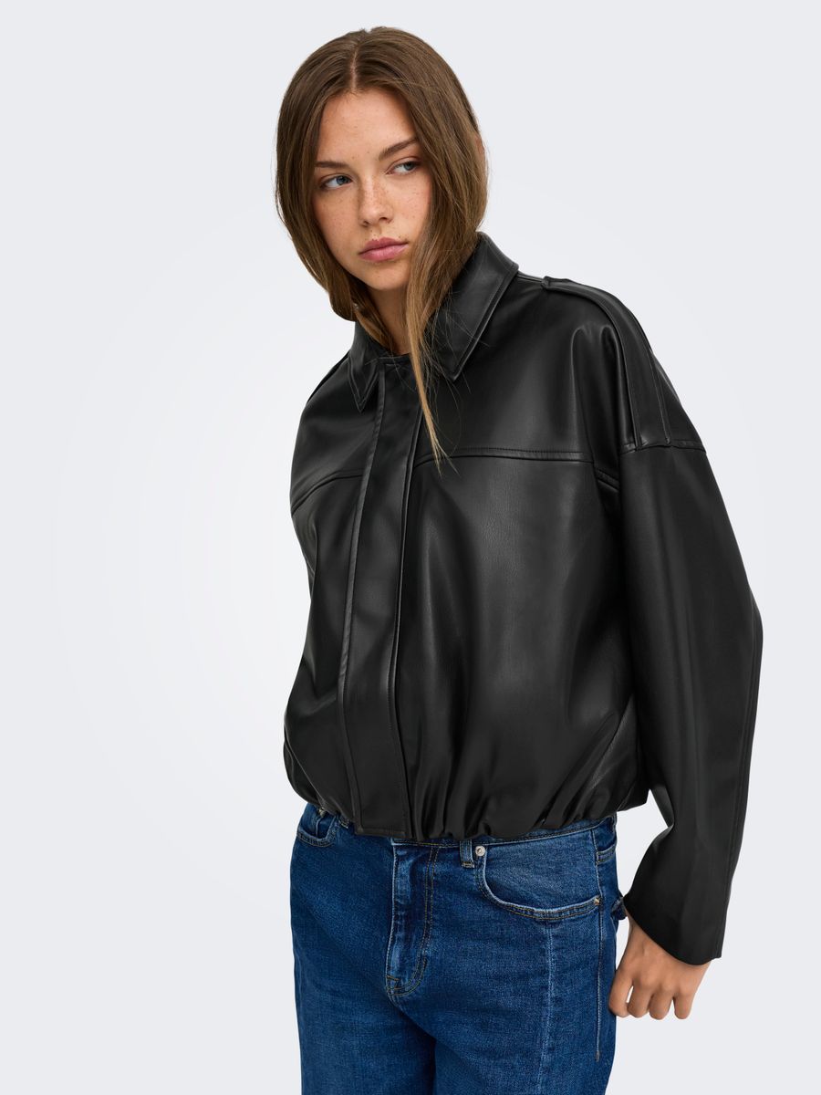 ONLMOON-NELI L/S FAUX LEATHER BOMBER PNT