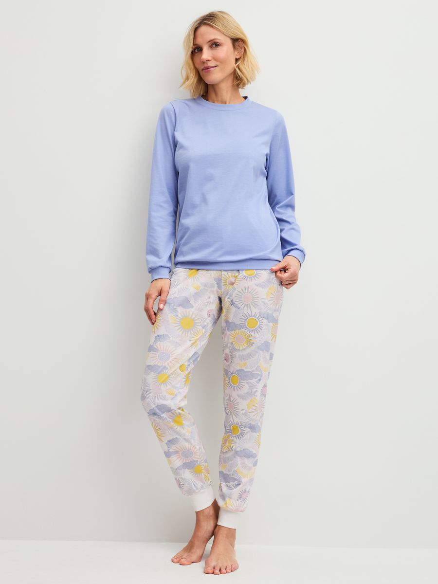 DAMEN Pyjama mit Bündchen