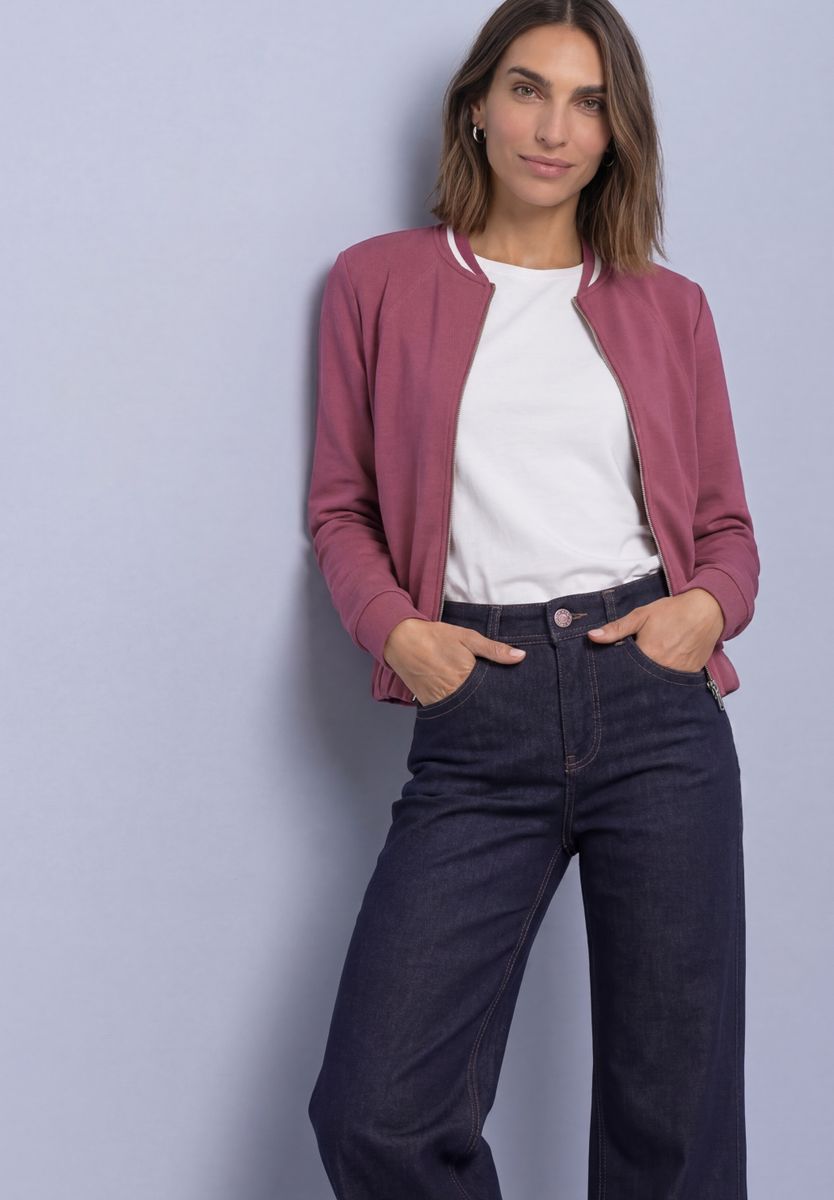 Langarm Jacke im Silk-Look mit Zipper