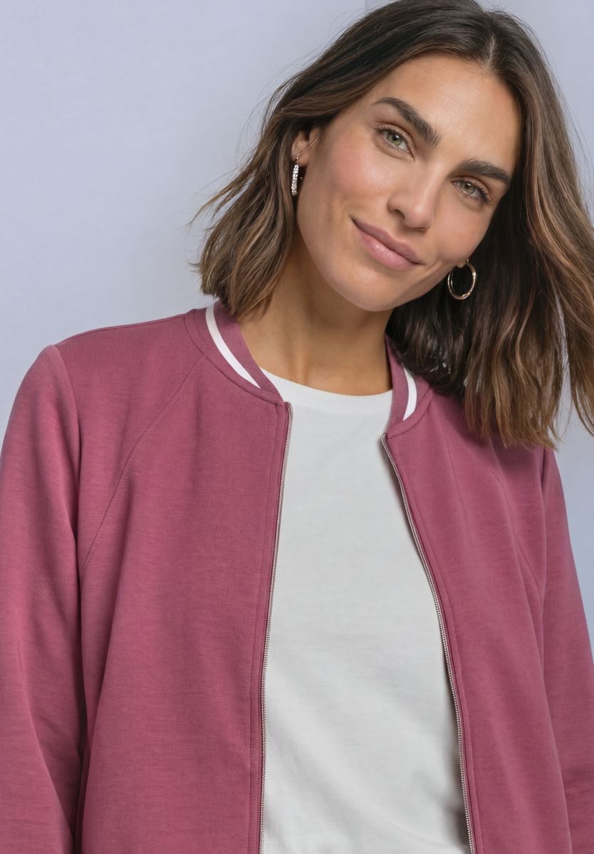 Langarm Jacke im Silk-Look mit Zipper
