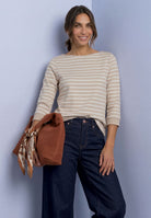 3/4-Arm Shirt mit U-Boot-Ausschnitt