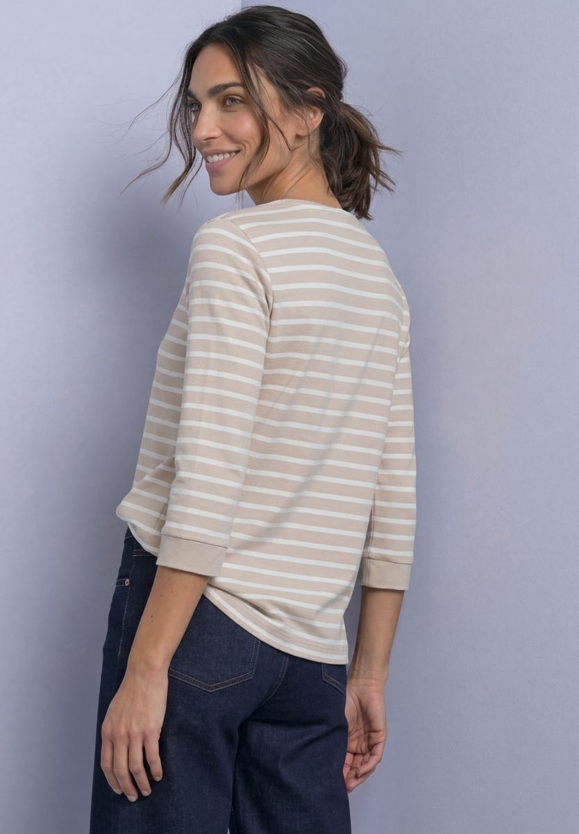3/4-Arm Shirt mit U-Boot-Ausschnitt