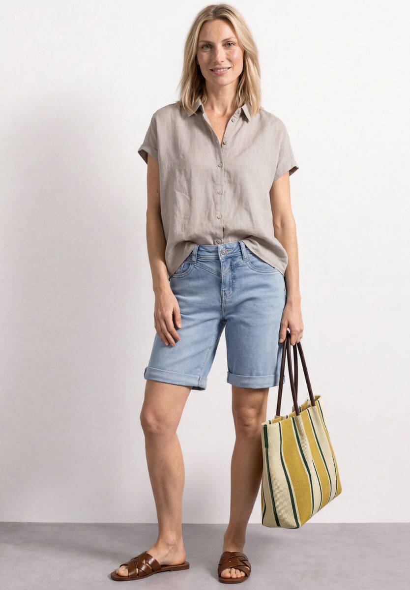 Slim Leg Bermuda mit Turn-Up-Detail