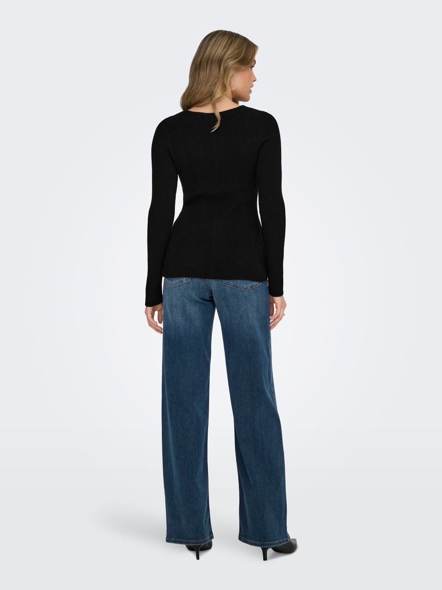 ONLIBI LS V-NECK RIB PEPLUM CC KNT