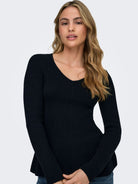 ONLIBI LS V-NECK RIB PEPLUM CC KNT