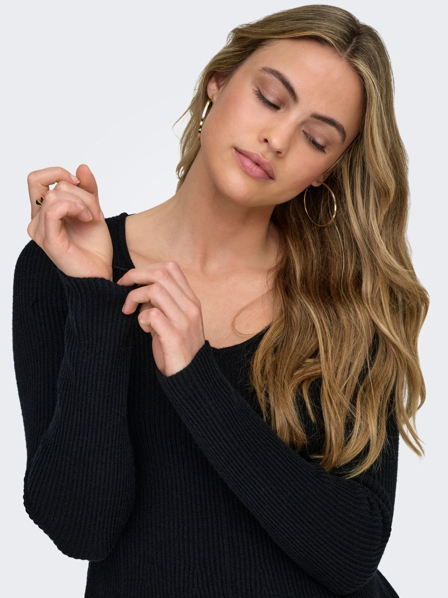 ONLIBI LS V-NECK RIB PEPLUM CC KNT