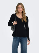 ONLIBI LS V-NECK RIB PEPLUM CC KNT