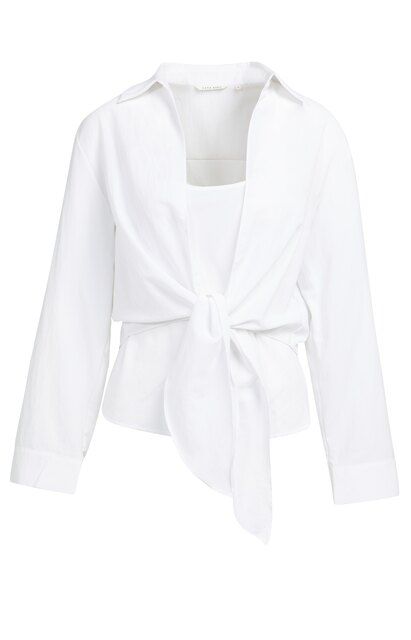 Lockere Langarm Bluse Doppelset mit Innentop