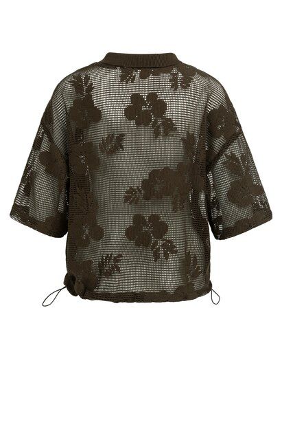 Durchsichtige Bluse im Häkelstil mit Blumenmuster