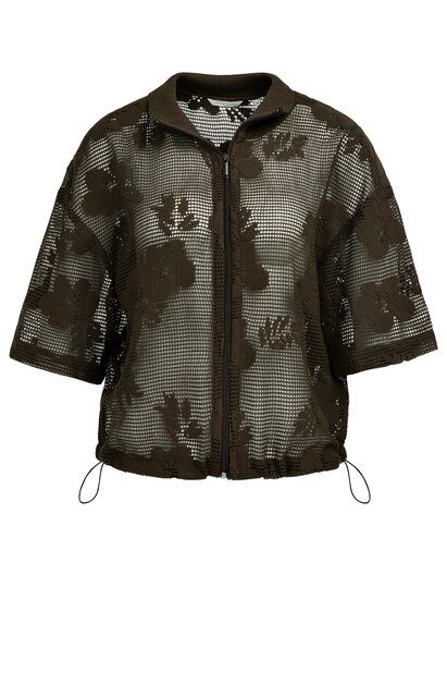 Durchsichtige Bluse im Häkelstil mit Blumenmuster