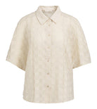 Jacquard-Bluse mit kurzen Ärmeln