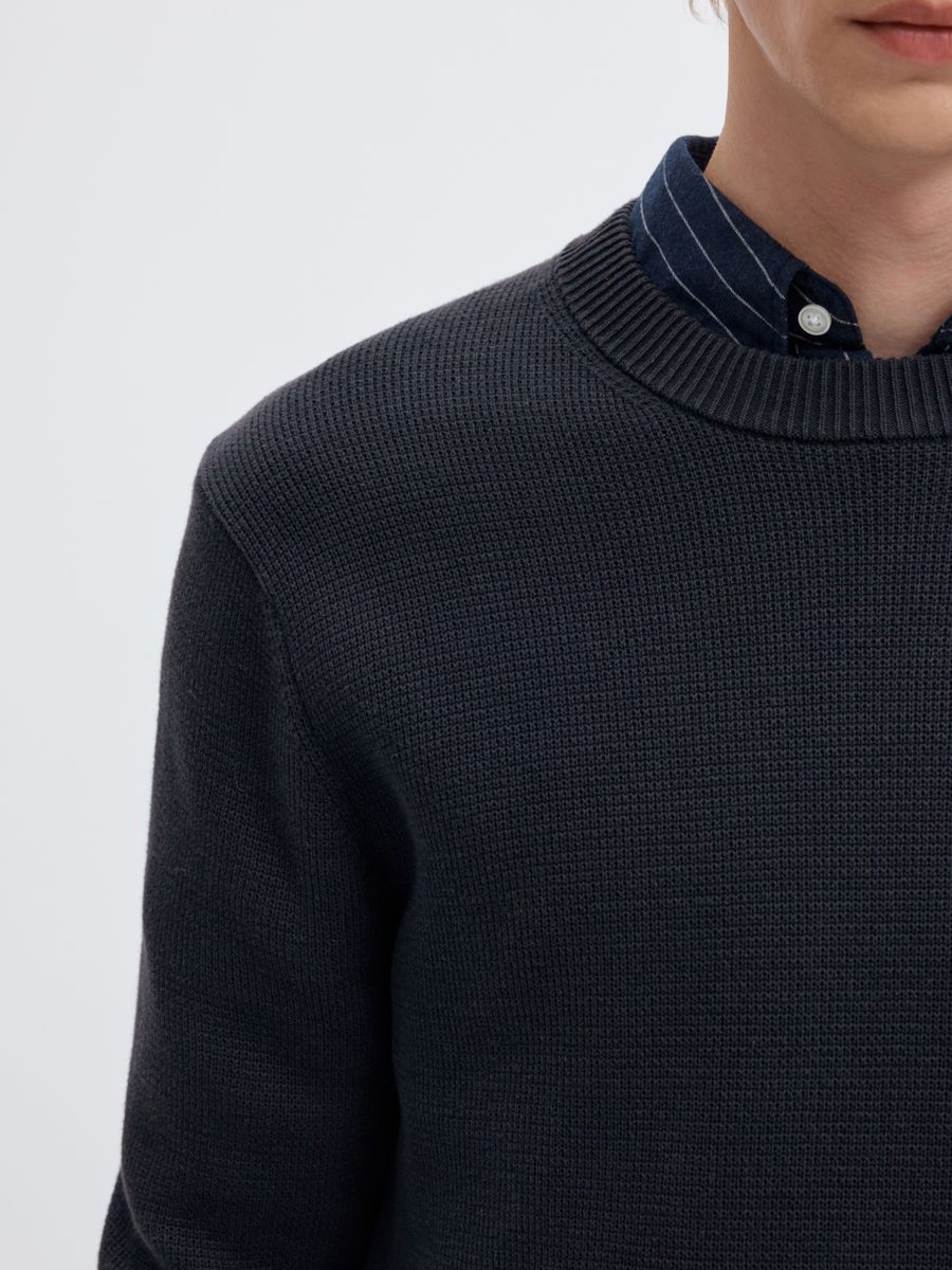 SLMDANE LS KNIT STRUCTURE CREW NECK