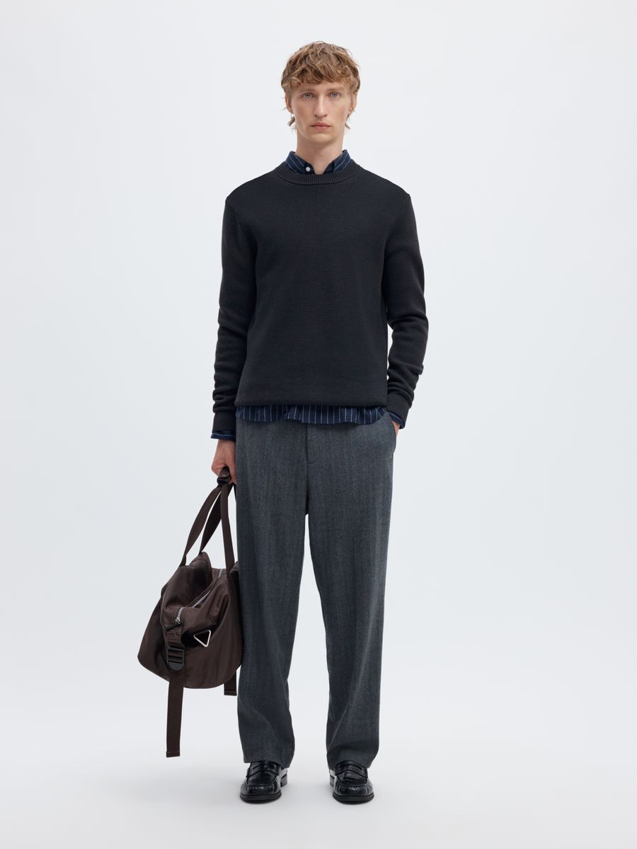 SLMDANE LS KNIT STRUCTURE CREW NECK