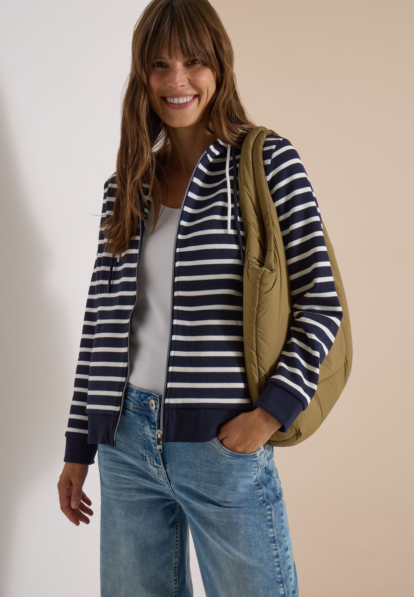 Langarm Jacke mit Kapuze und Struktur