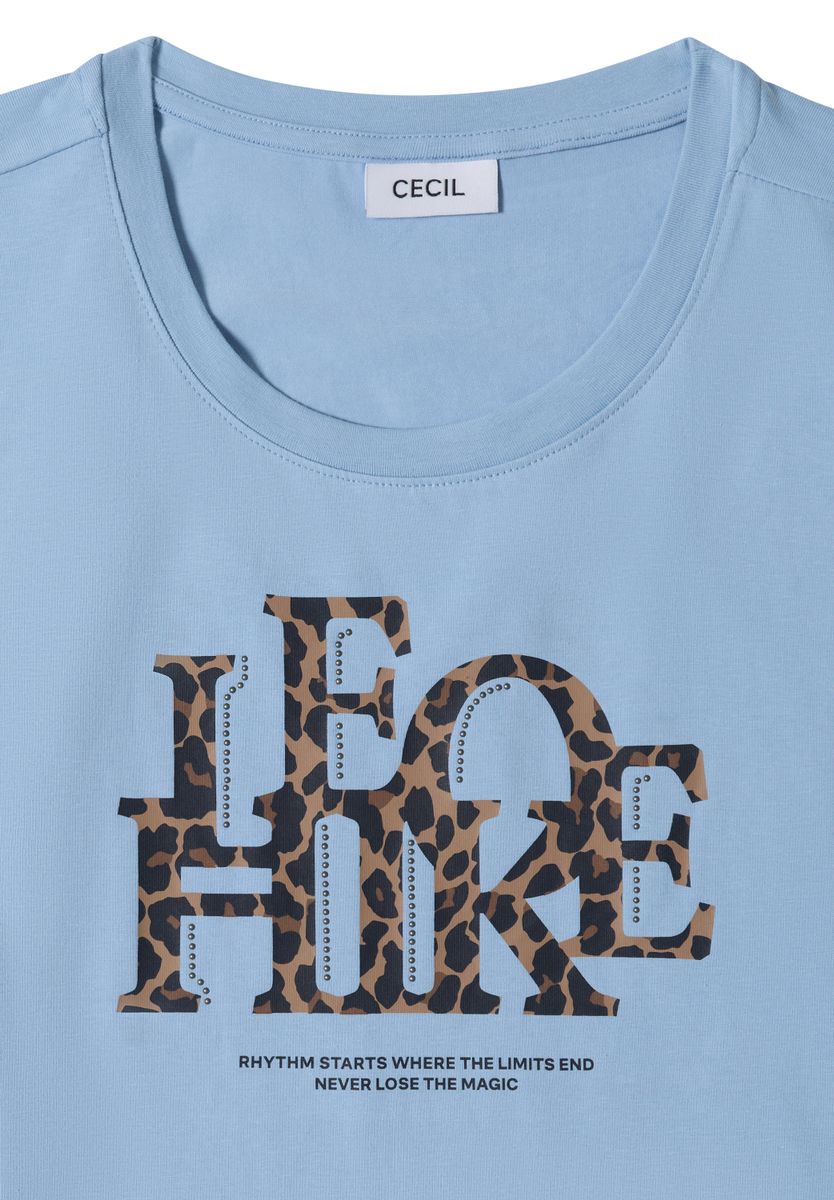 3/4-Arm Shirt mit Wording im Leo-Look