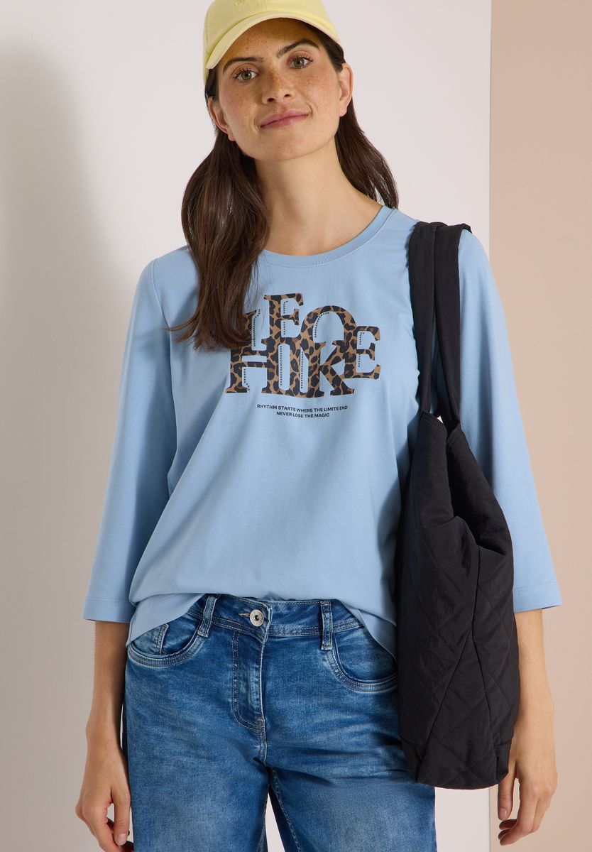 3/4-Arm Shirt mit Wording im Leo-Look