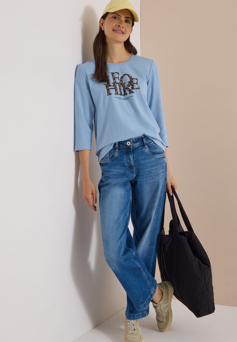 3/4-Arm Shirt mit Wording im Leo-Look