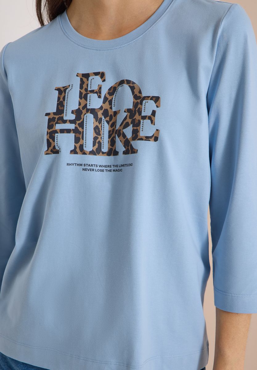 3/4-Arm Shirt mit Wording im Leo-Look