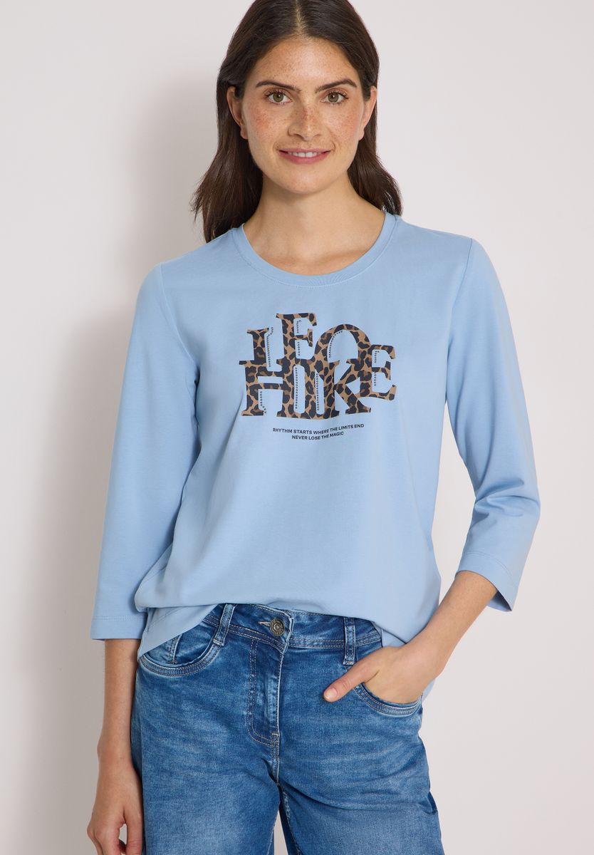 3/4-Arm Shirt mit Wording im Leo-Look