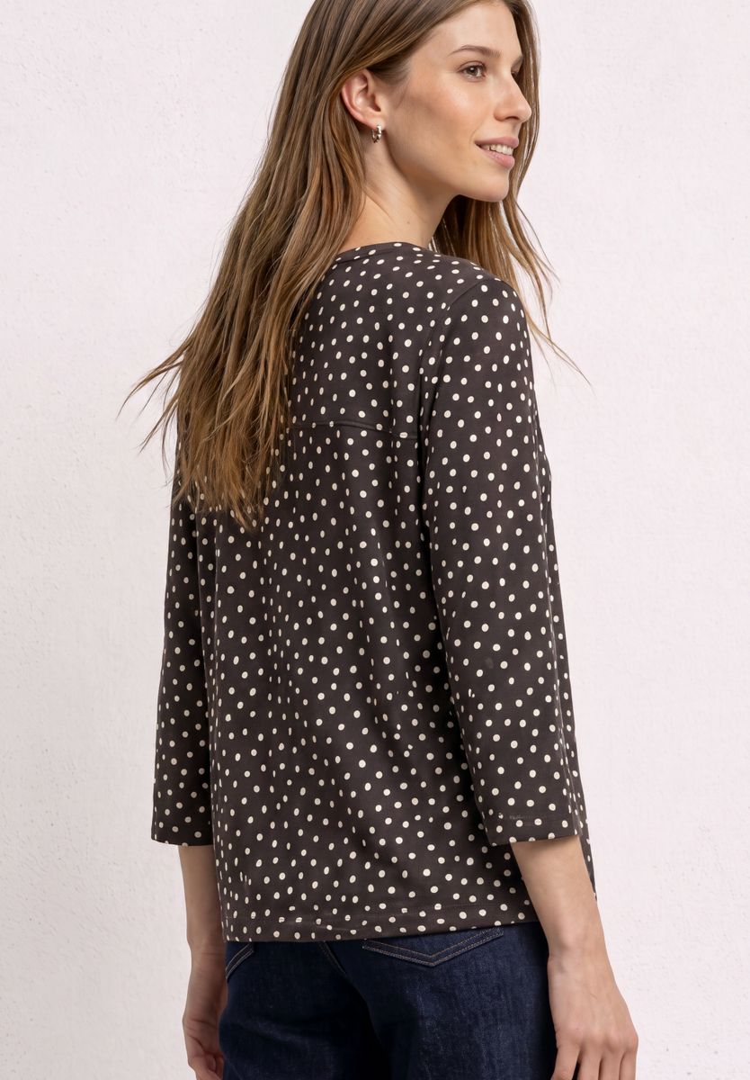 3/4-Arm Shirt mit Split Neck und Print