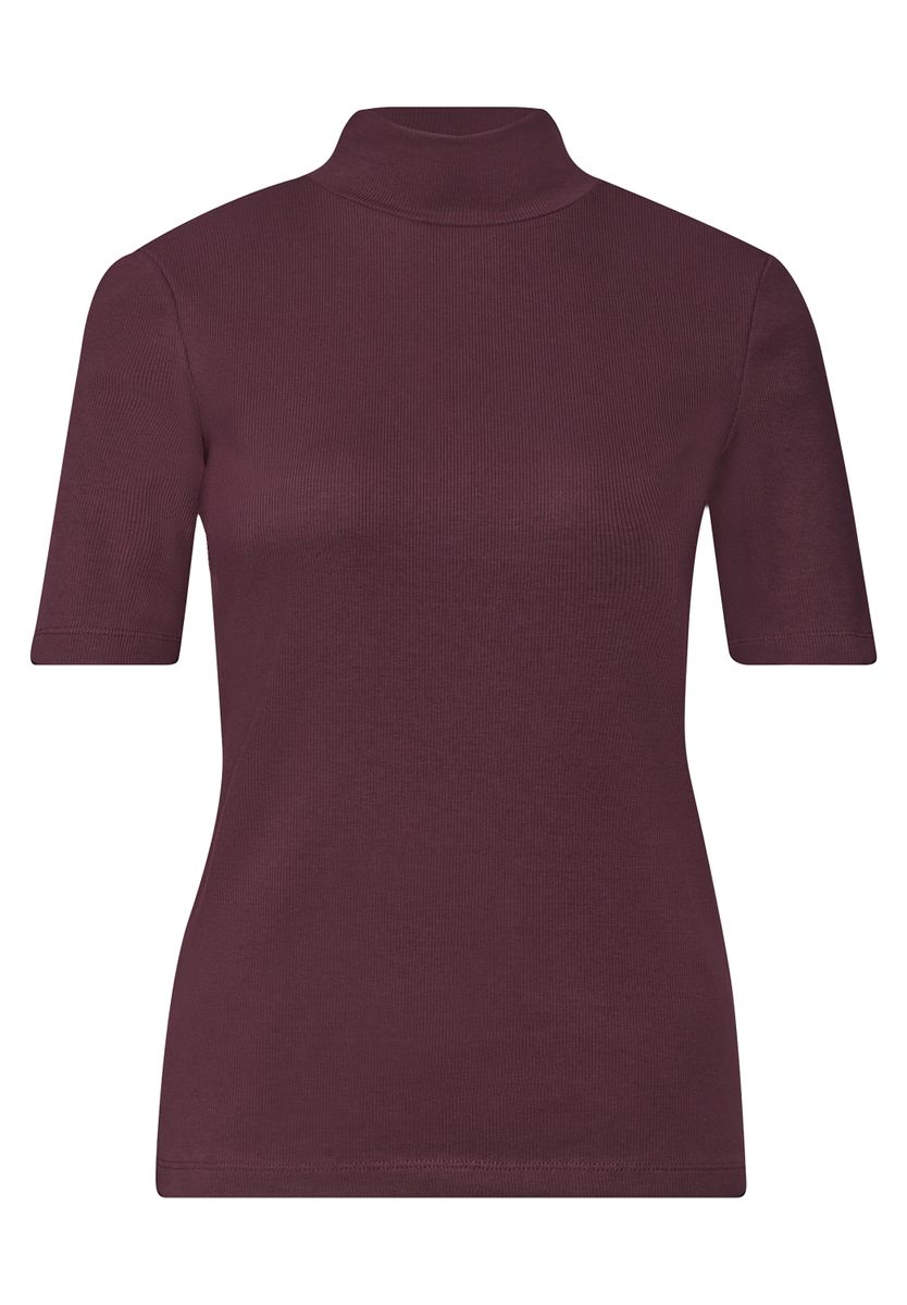T-Shirt mit Turtle Neck in Rippstruktur