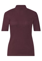 T-Shirt mit Turtle Neck in Rippstruktur