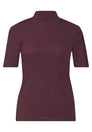 T-Shirt mit Turtle Neck in Rippstruktur
