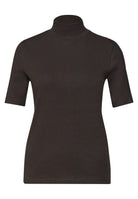 T-Shirt mit Turtle Neck in Rippstruktur