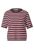 Kurzarm Pullover mit Rundhals und Streifen