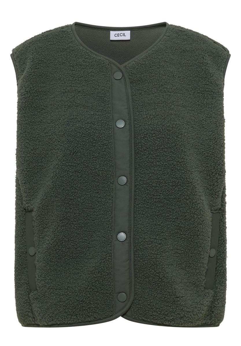 Teddy-Weste mit Softshelldetails
