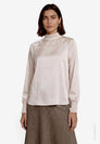 Damen Satinbluse   mit Stehkragen