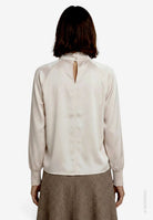 Damen Satinbluse   mit Stehkragen