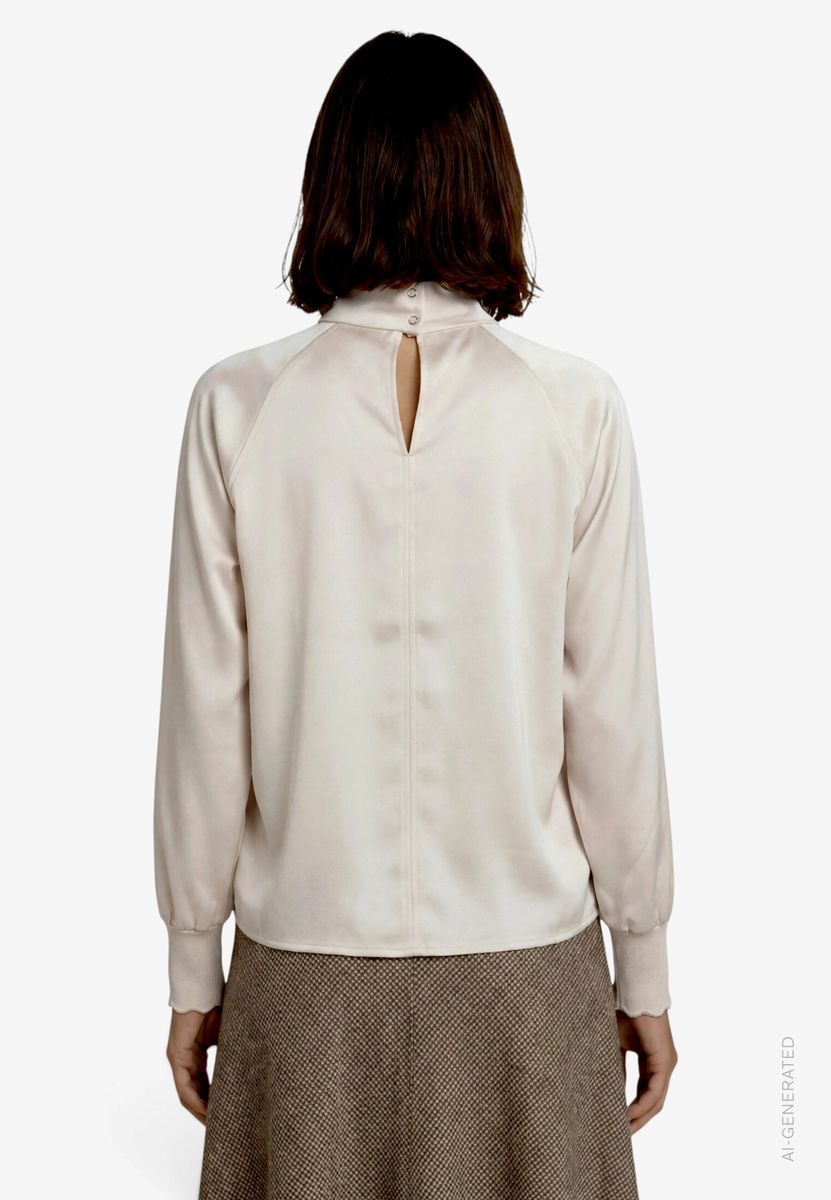 Damen Satinbluse   mit Stehkragen