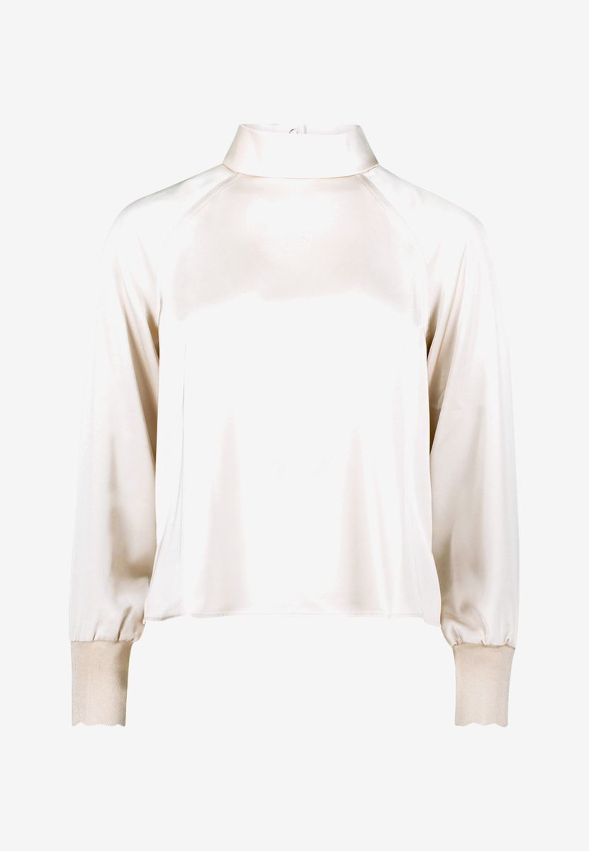 Damen Satinbluse   mit Stehkragen