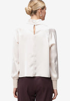 Damen Satinbluse   mit Stehkragen