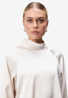 Damen Satinbluse   mit Stehkragen
