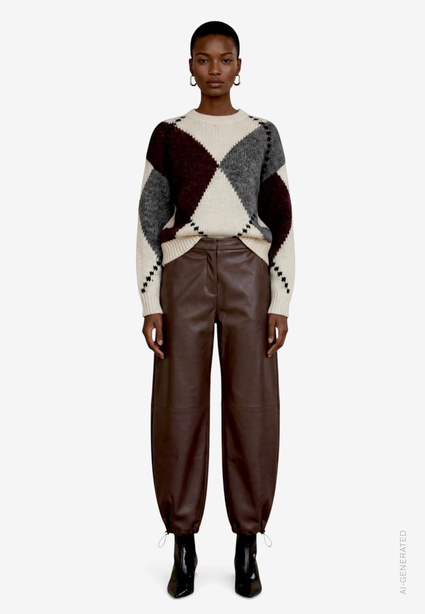 Grobstrick-Pullover mit Intarsie