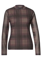 Langarm Mesh-Shirt mit Rundhals und Print