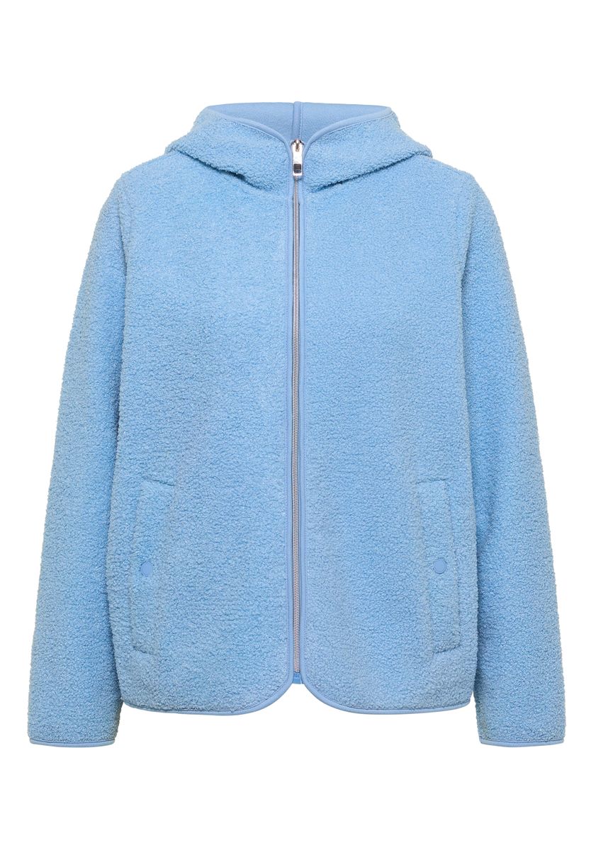 Teddy-Jacke mit Kapuze in Unifarbe