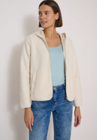Teddy-Jacke mit Kapuze in Unifarbe
