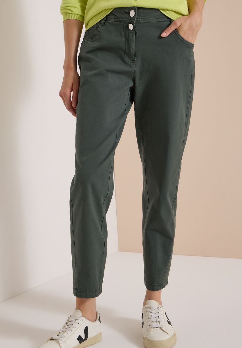 Mid Waist Barrel Leg Hose im Casual Fit