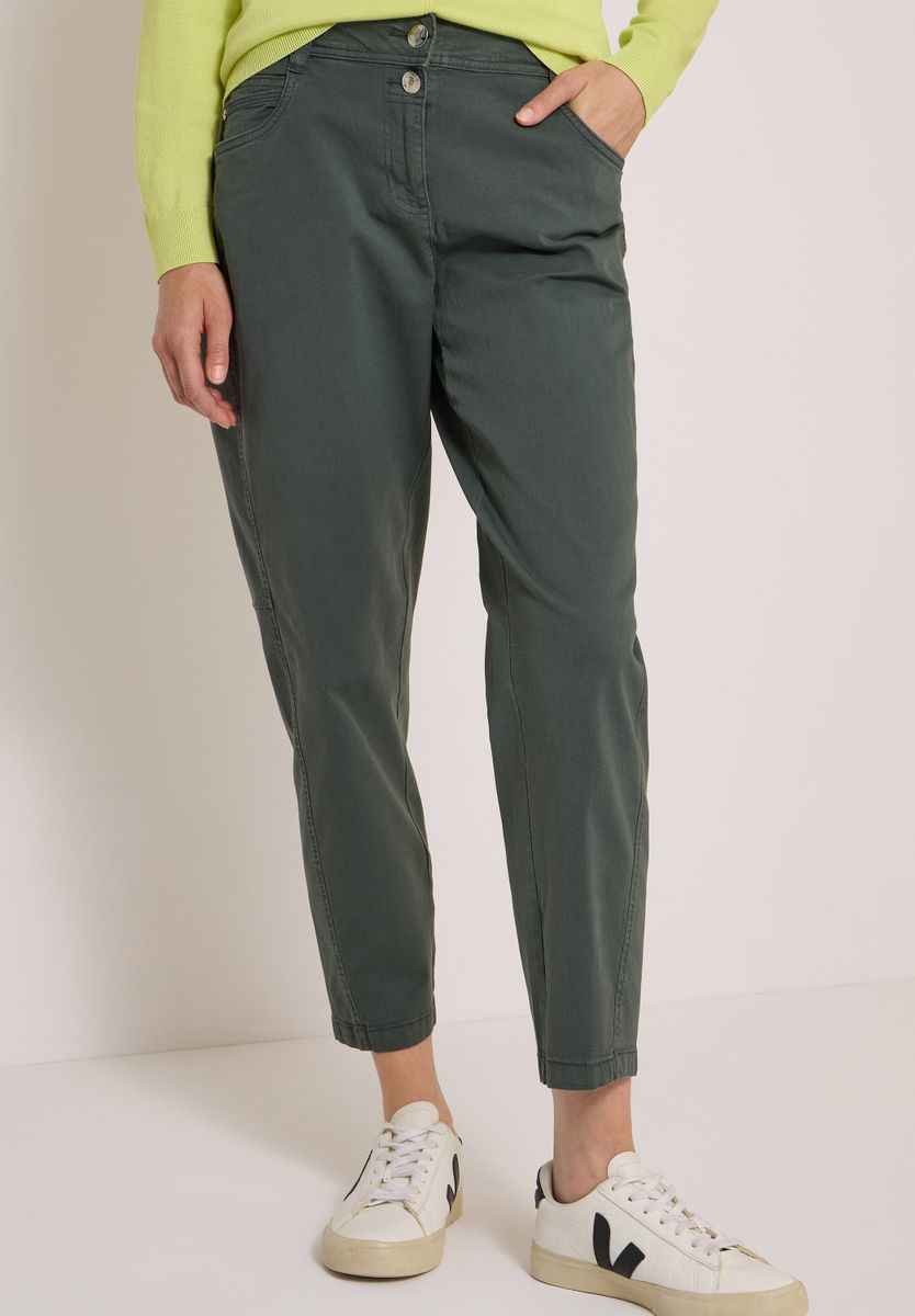 Mid Waist Barrel Leg Hose im Casual Fit