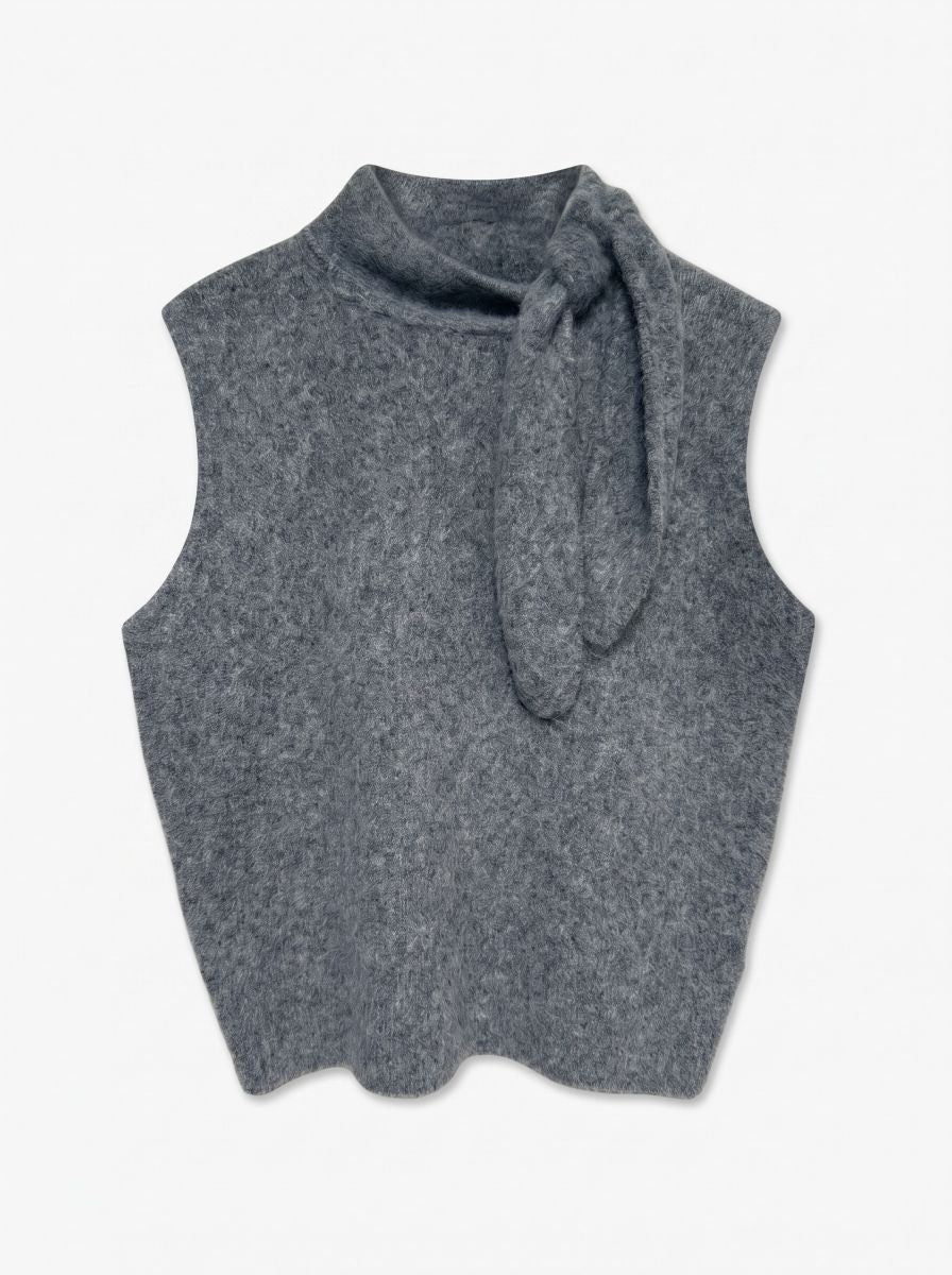 TSCASSI KNITTED TIE NECK TOP KNT NOOS