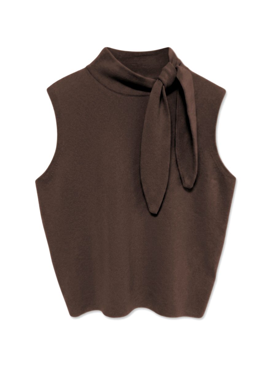 TSCASSI KNITTED TIE NECK TOP KNT NOOS