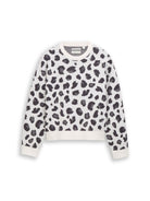 Jacquard Strickpullover mit Leo-Muster