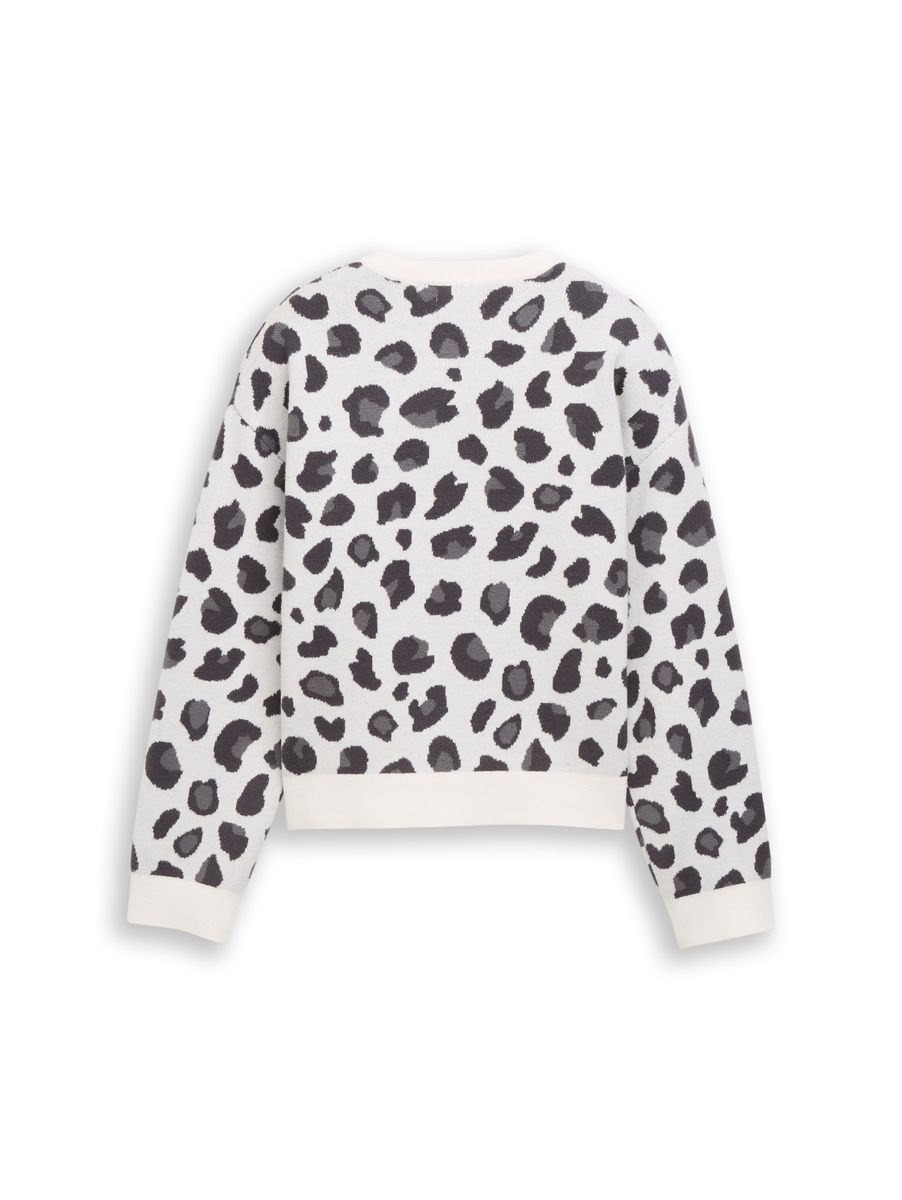 Jacquard Strickpullover mit Leo-Muster