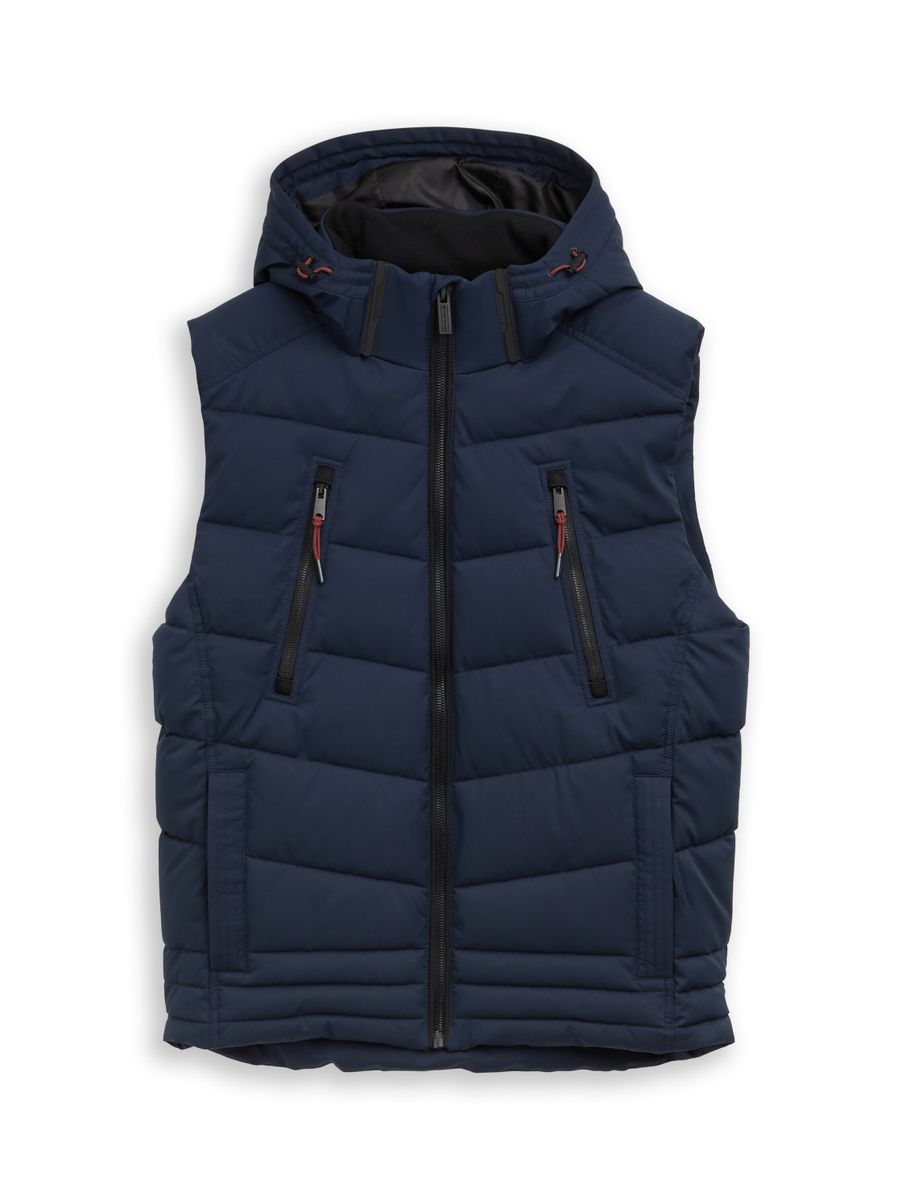 Puffer-Weste mit abnehmbarer Kapuze
